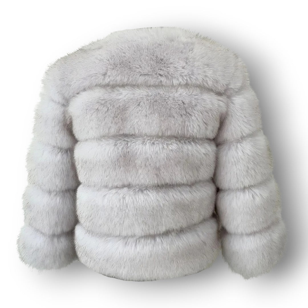 ''LIGHT GREY'' SHORT FUR JACKET