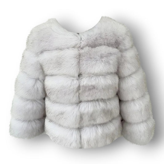 ''LIGHT GREY'' SHORT FUR JACKET