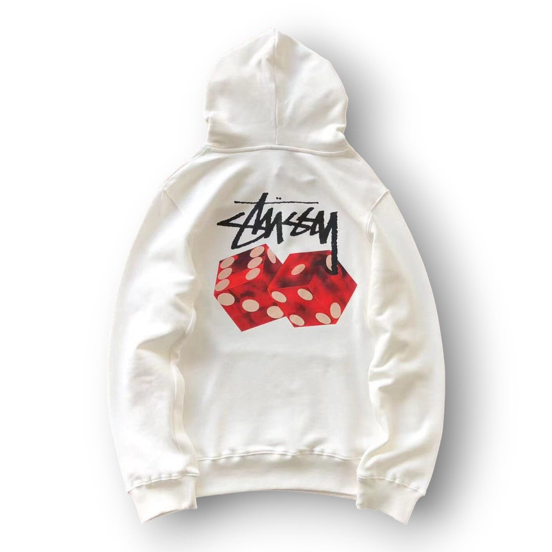 STUSY ''WHITE/RED'' DICE HOODIE