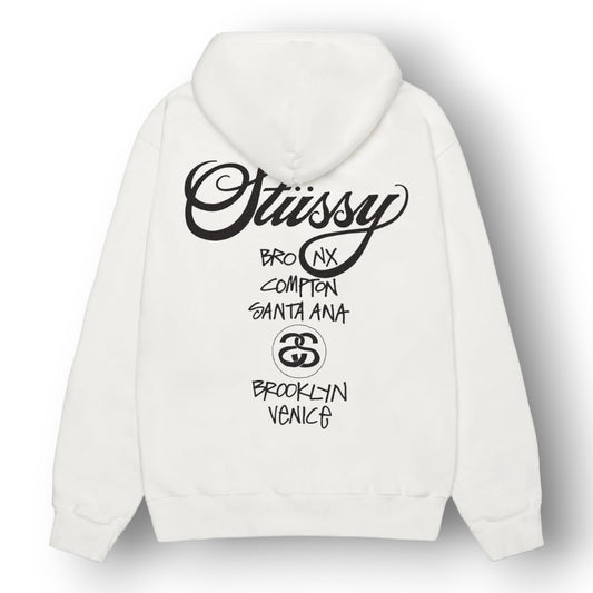 STUSY WORLD TOUR ''WHITE'' HOODIE